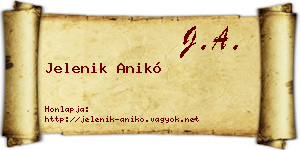 Jelenik Anikó névjegykártya